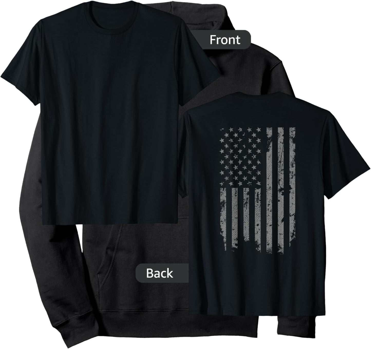 Vintage Distressed American Flag Hoodie - Hoodie | Black
