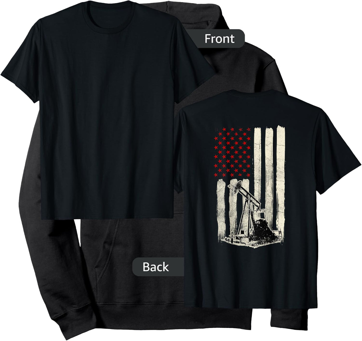 Oilfield Workers Oil Rig Roughneck Design On Back Hoodie - Hoodie | Black