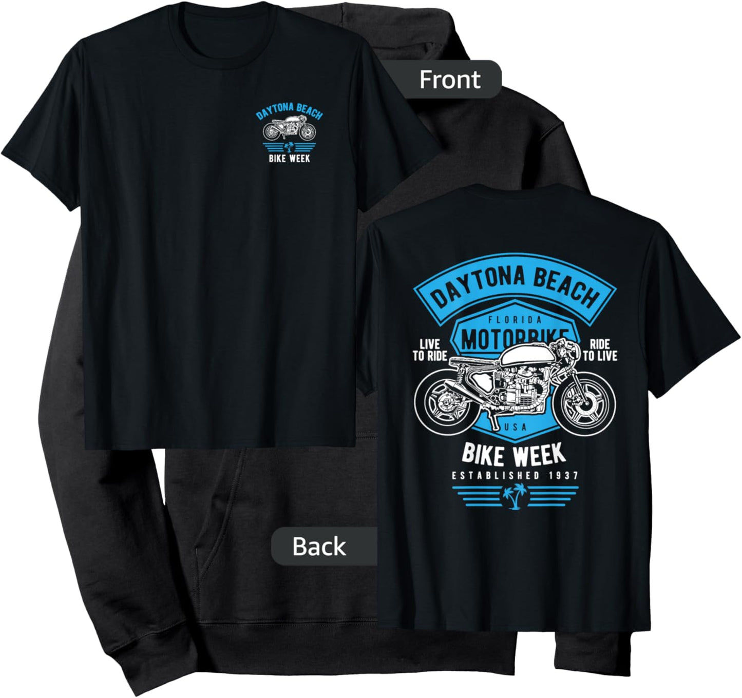 Daytona Beach Bike Week Retro Motorcycle Design Men Women Kids Hoodie - Hoodie | Black