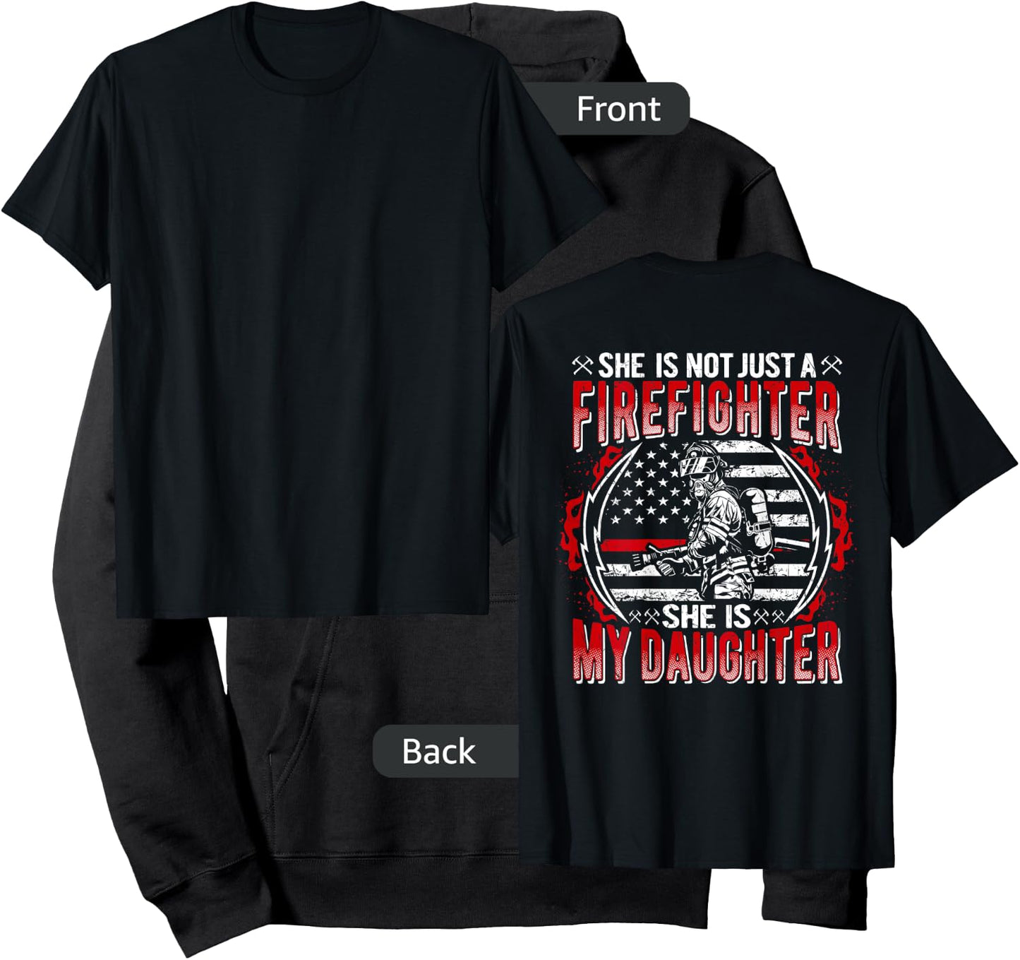 My Daughter Is Firefighter Thin Red Line Proud Fire Dad Mom Hoodie - Hoodie | Black