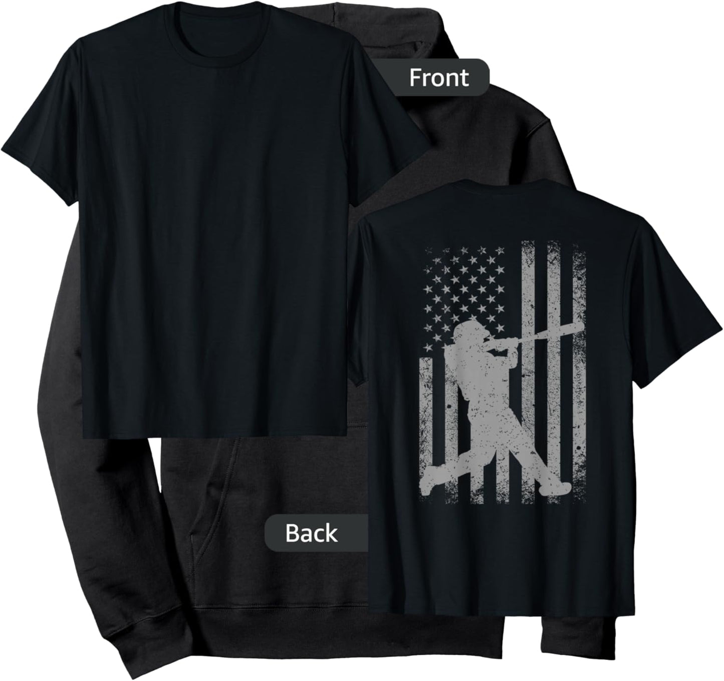 Vintage July 4th Baseball USA American flag On Back Print Hoodie - Hoodie | Black