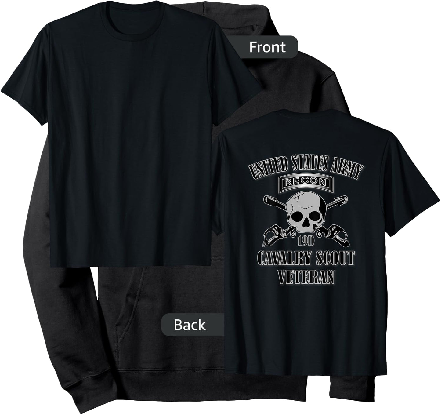 U.S. Army Cavalry Scout Veteran (Back Design) Hoodie - Hoodie | Black