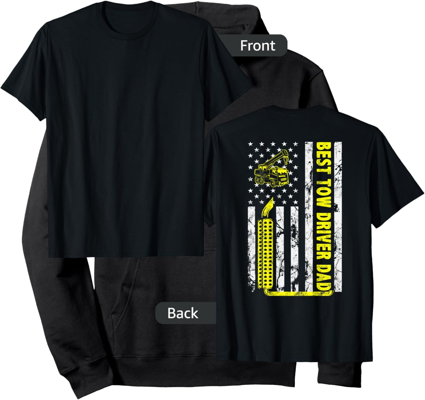 Best Tow Truck Driver Dad Ever American Flag gift Towing Dad Hoodie - Hoodie | Black