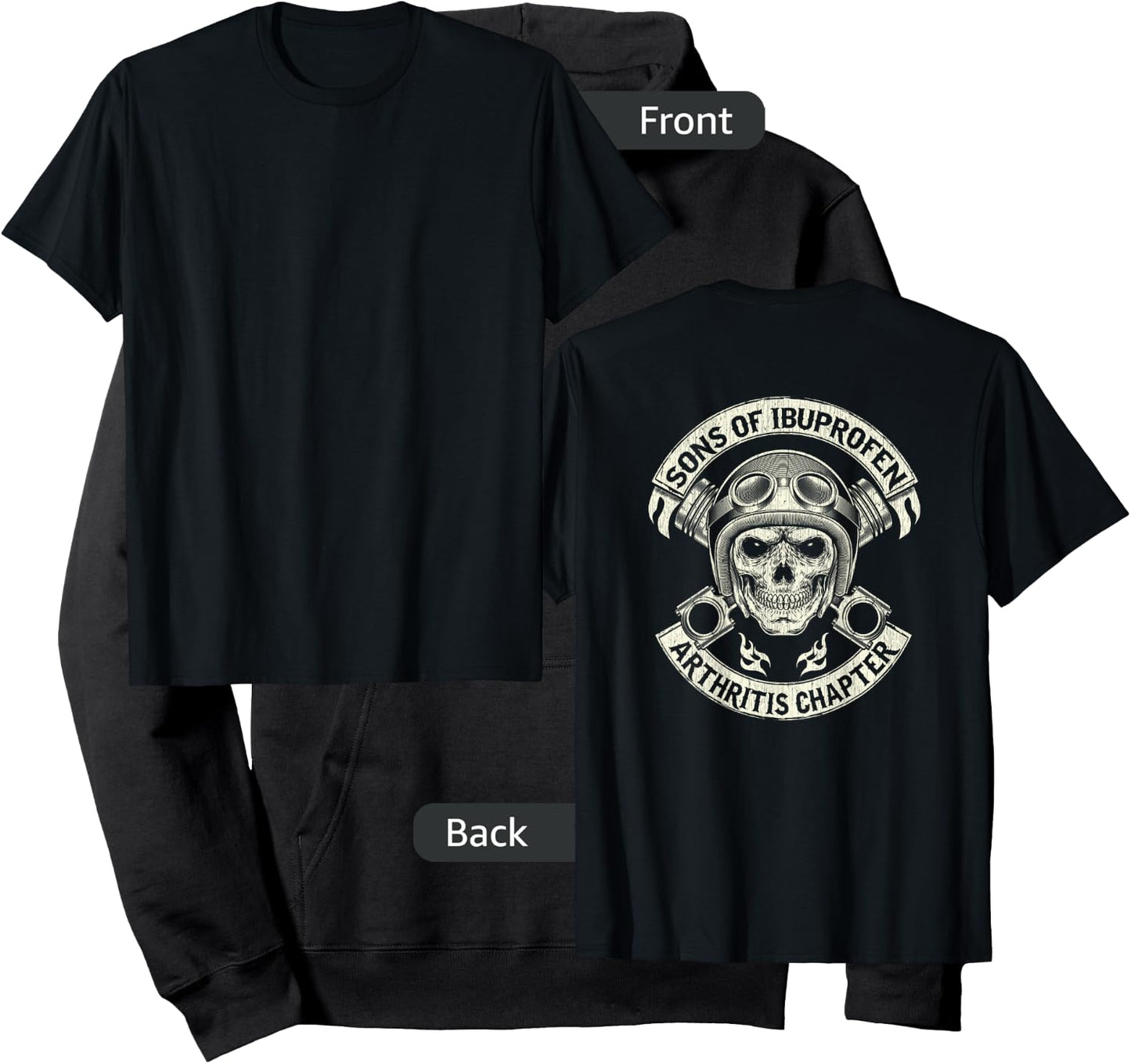 BACK PRINT Vintage Son of Ibuprofen Funny Biker Hoodie - Hoodie | Black