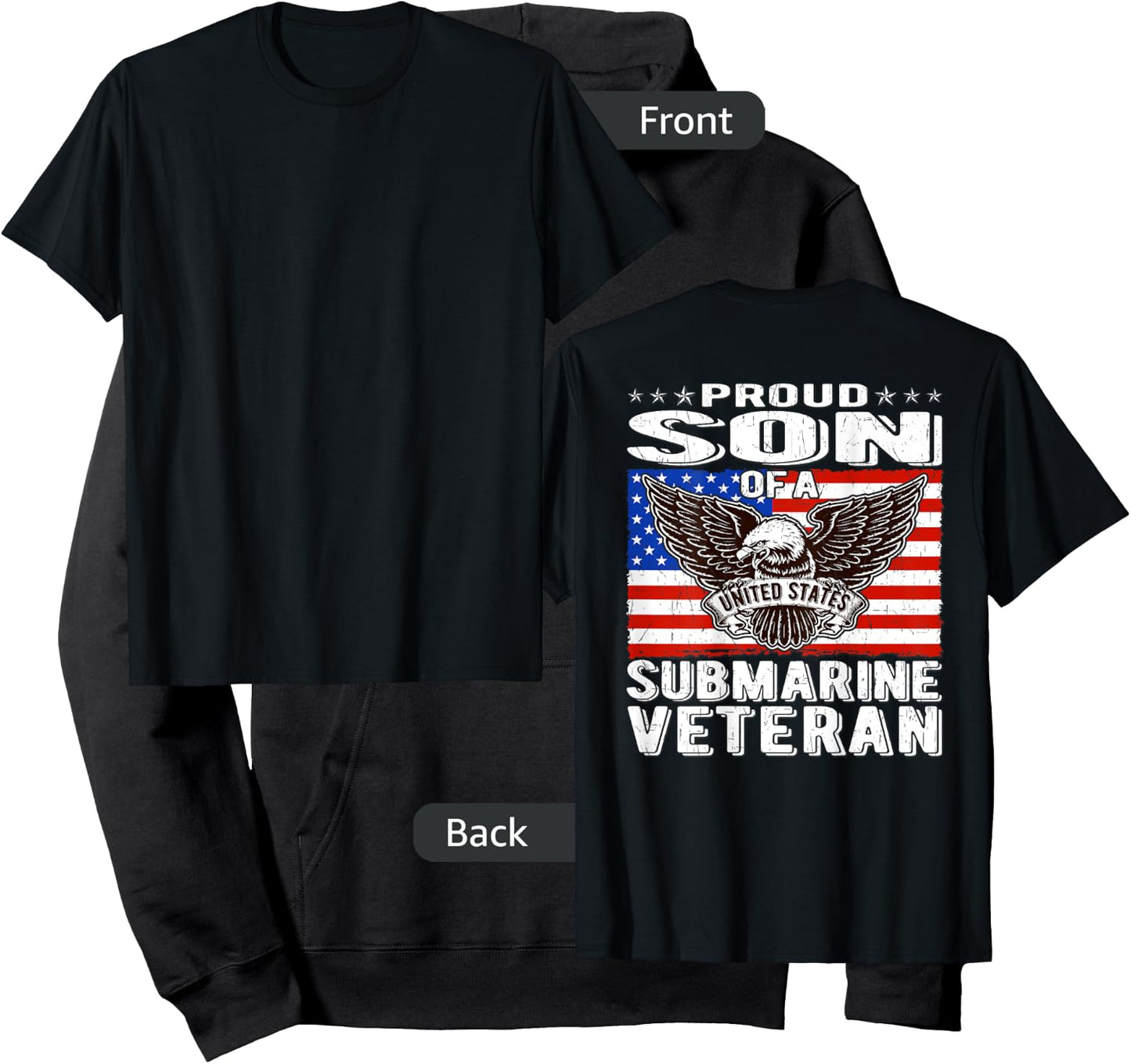 Proud Son Of US Submarine Veteran Patriotic Military Family Kids Men Hoodie - Hoodie | Black