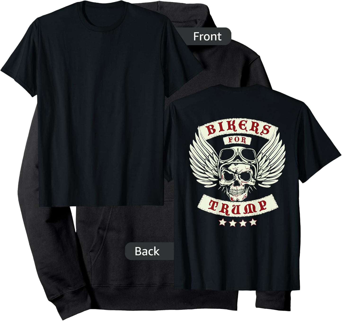 Bikers For Trump | Motorcycle Trump (Design on Back) Hoodie - Hoodie | Black