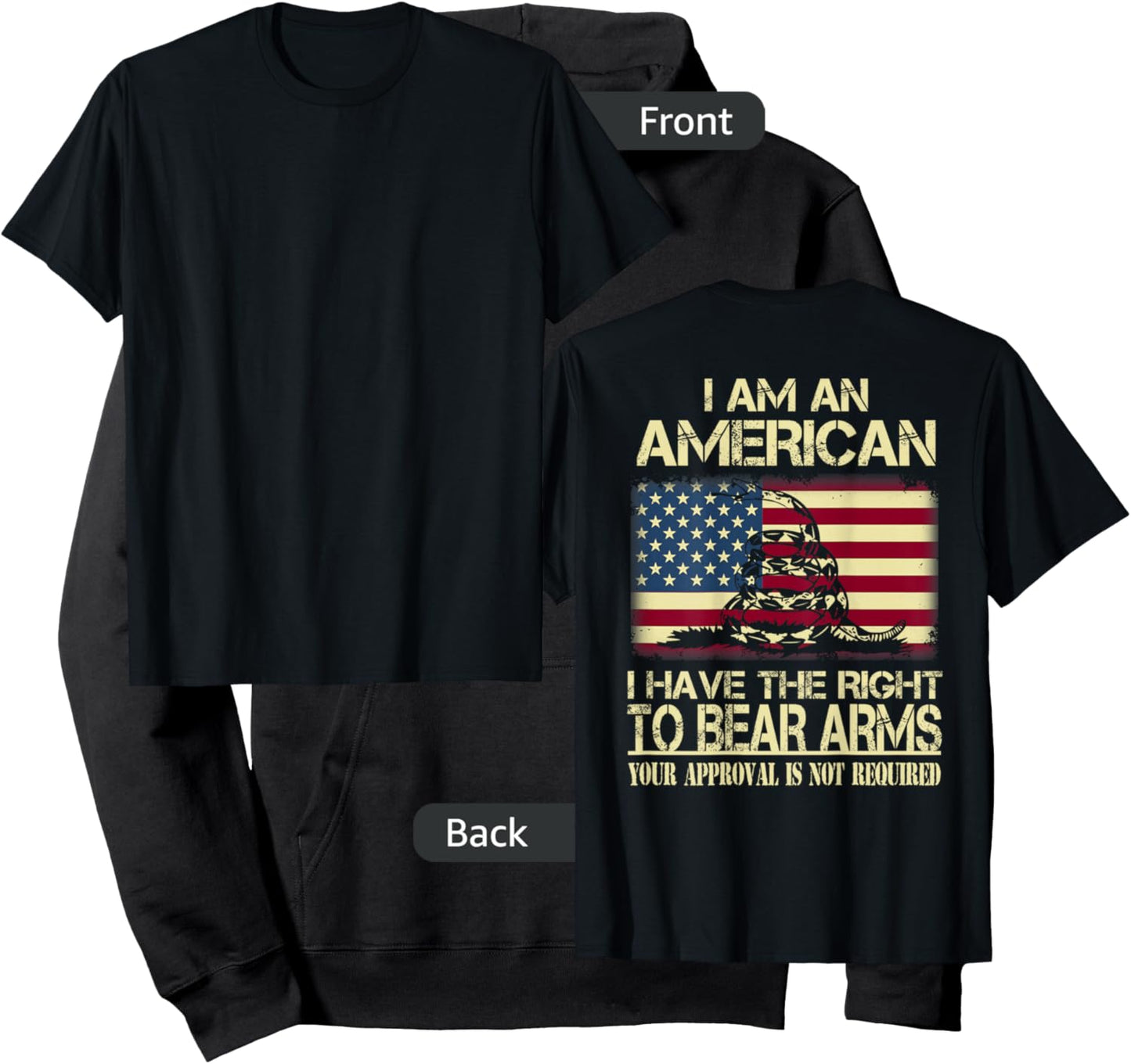 I Am An American I Have The Right To Bear Arms (on back) Hoodie - Hoodie | Black