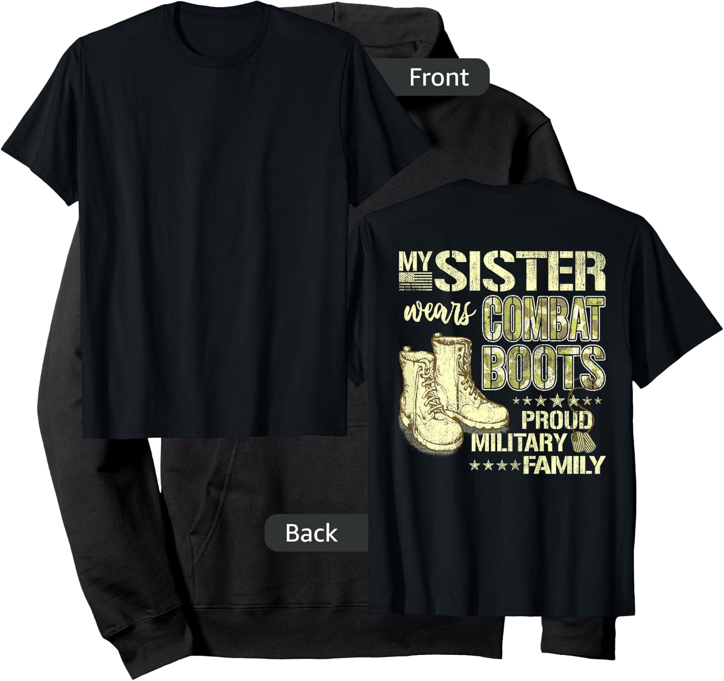 My Sister Wears Combat Boots - Proud Military Family Gift Hoodie - Hoodie | Black