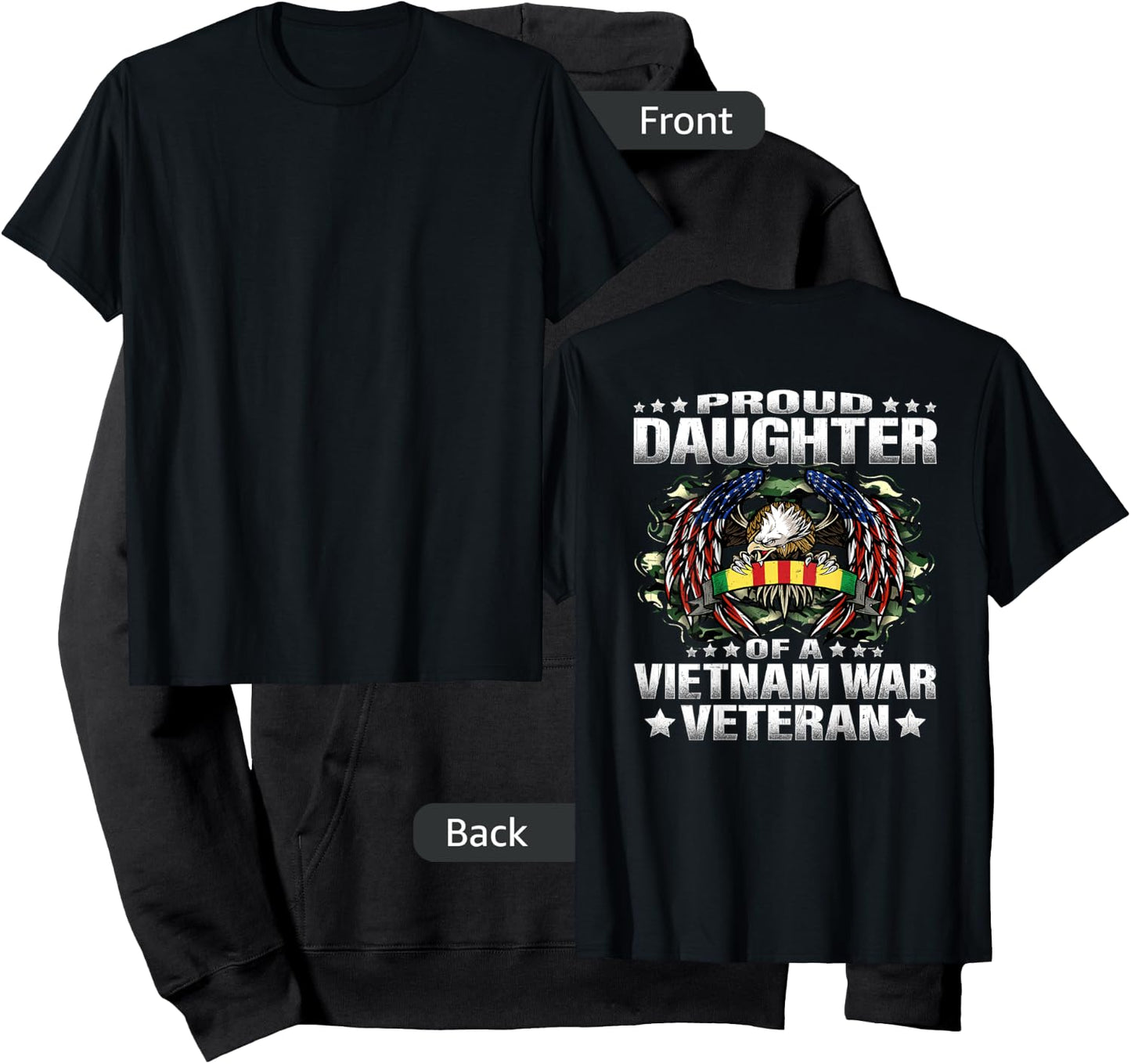 Proud Daughter Of A Vietnam War Veteran Military Vet's Child Hoodie - Hoodie | Black