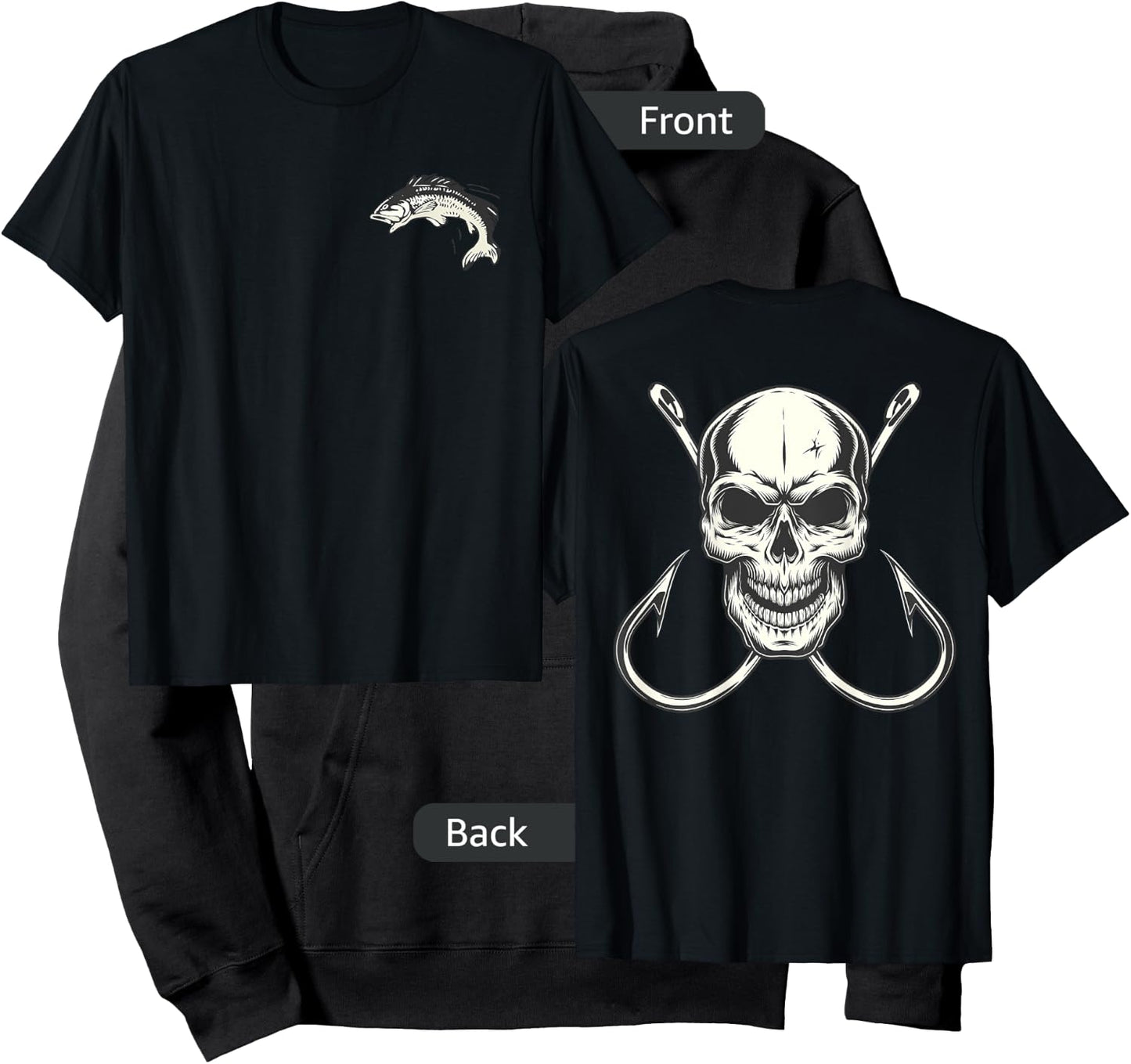 Skull With Fishing Hooks for Fisherman Skeleton Crew Hoodie - Hoodie | Black