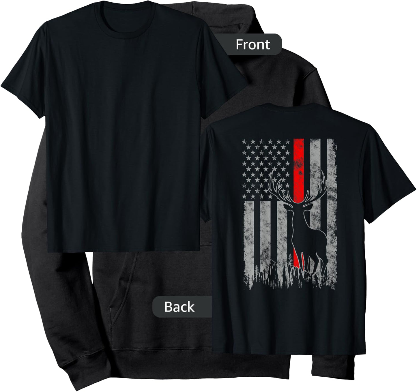 Thin red line whitetail deer hunting flag Hoodie - Hoodie | Black