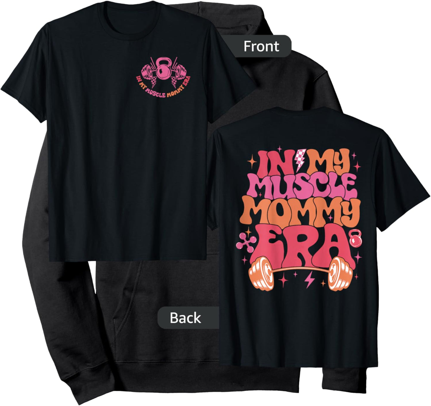 in My Muscle Mommy Era Groovy 2 Sided Hoodie - Hoodie | Black