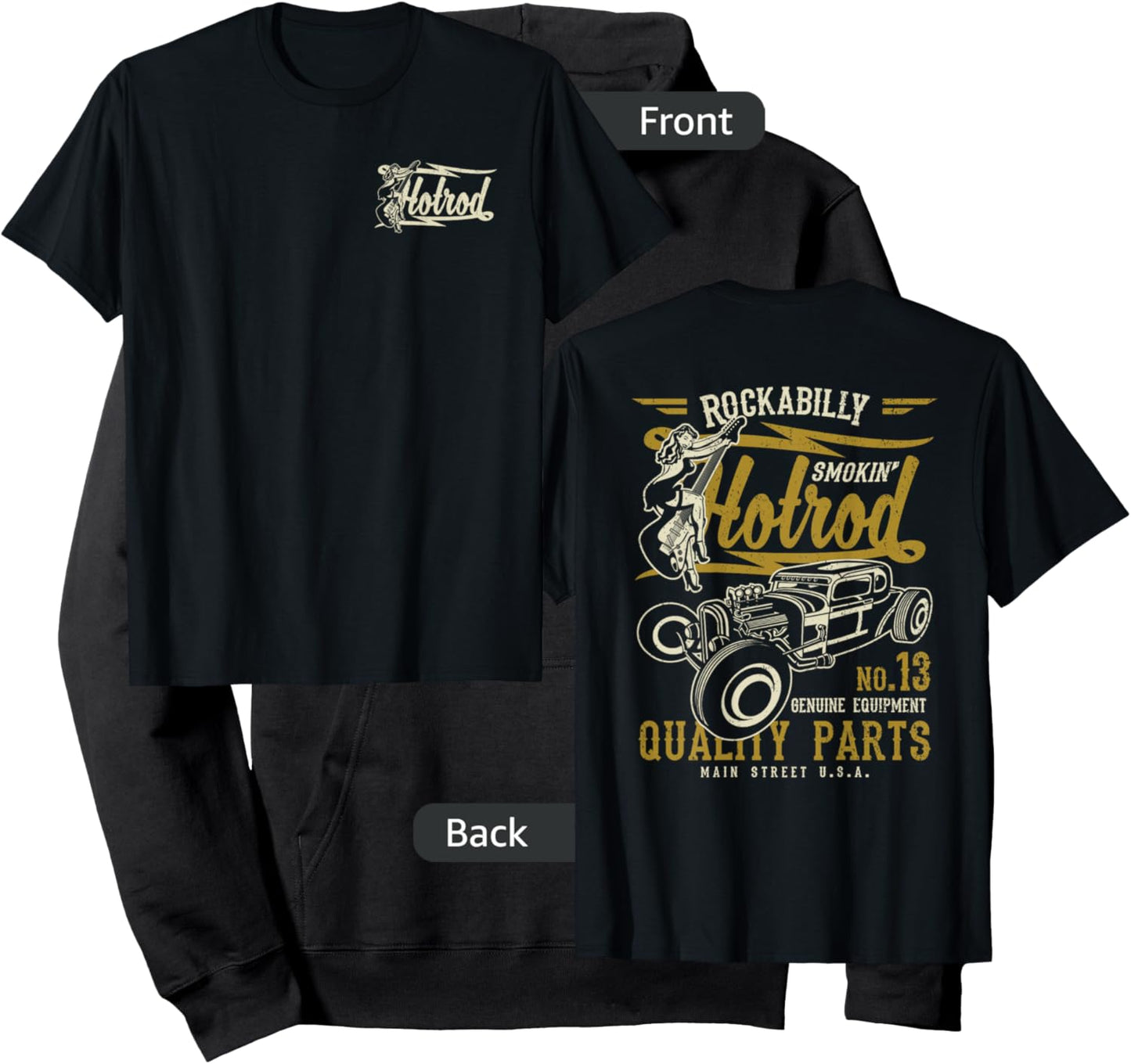 Retro Vintage Style Hotrod Distressed Design Hoodie - Hoodie | Black