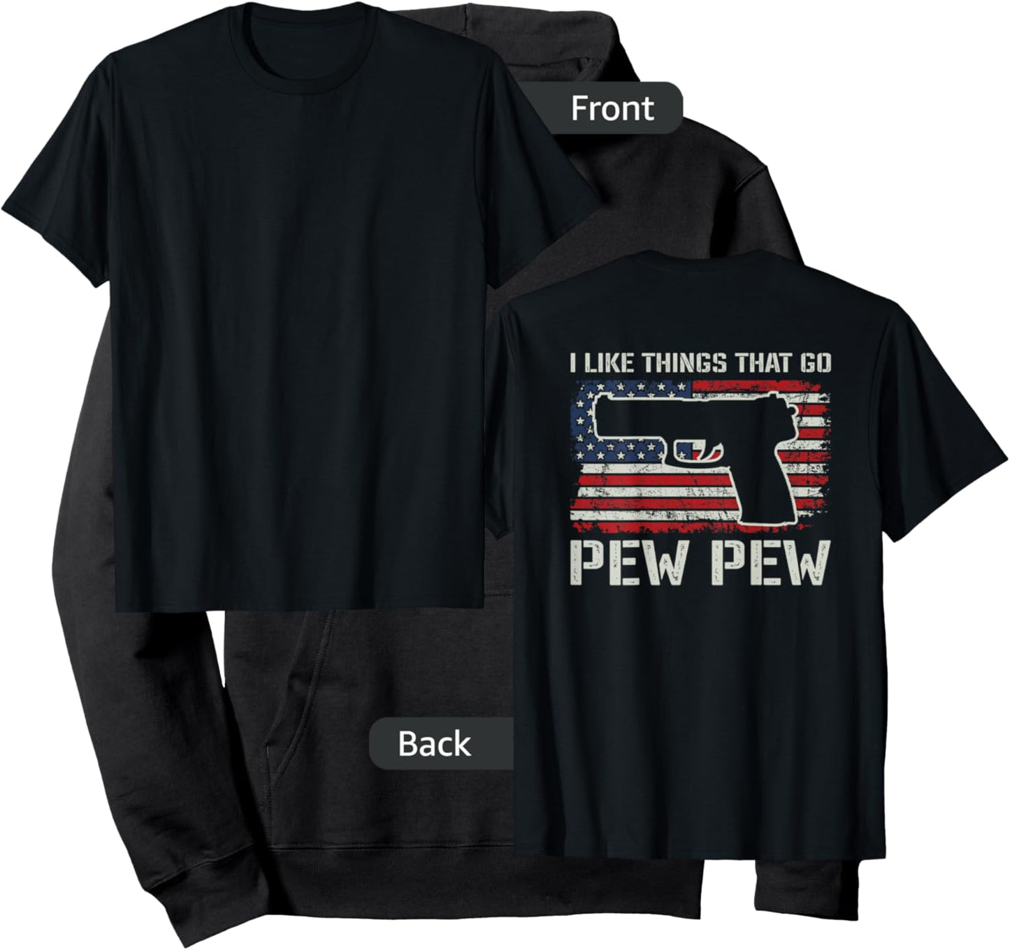 I Like Things That Go Pew Pew - Pistol Gun Owner - ON BACK Hoodie - Hoodie | Black