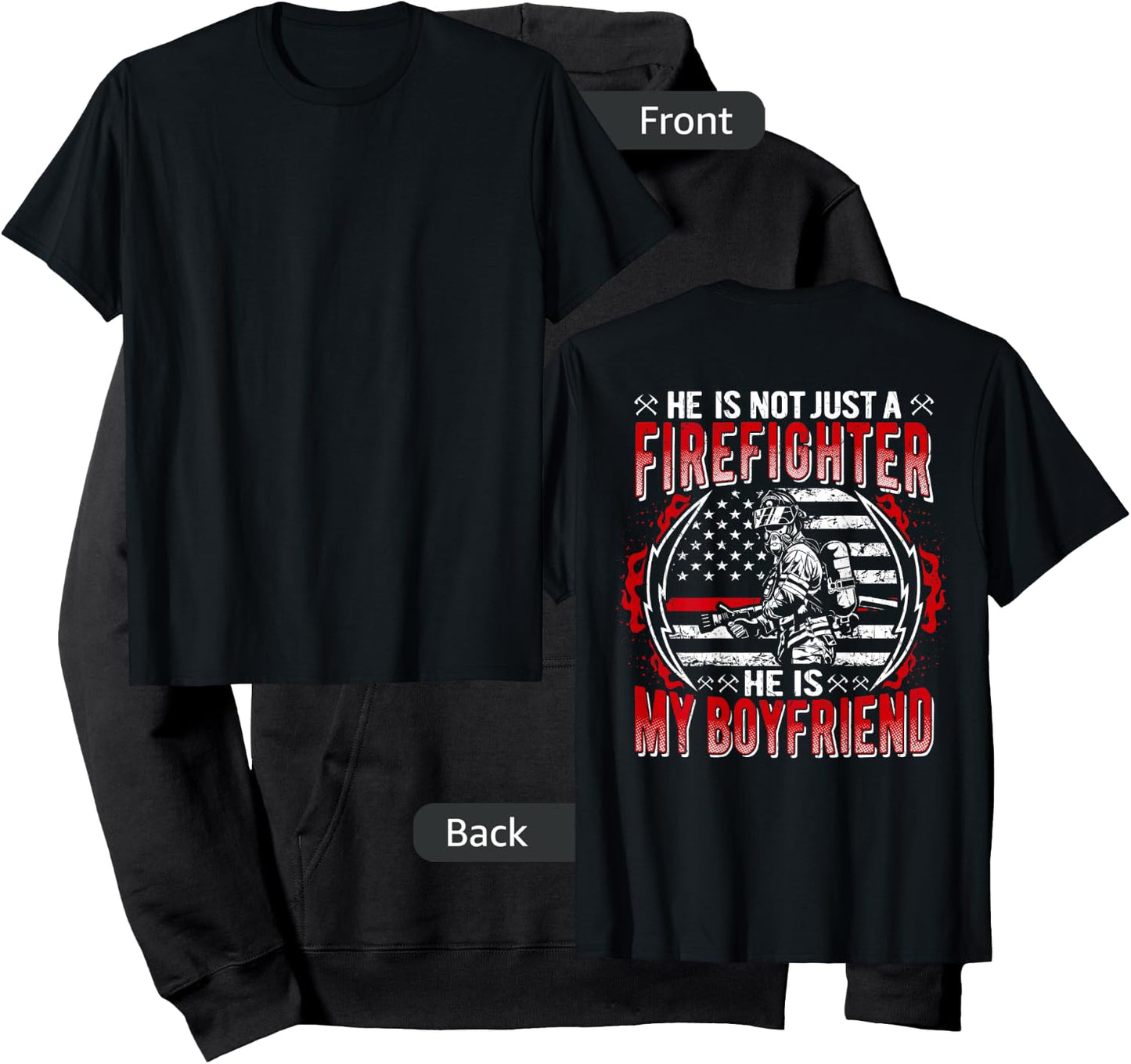 My Boyfriend Is A Firefighter Thin Red Line Fire Girlfriend Hoodie - Hoodie | Black