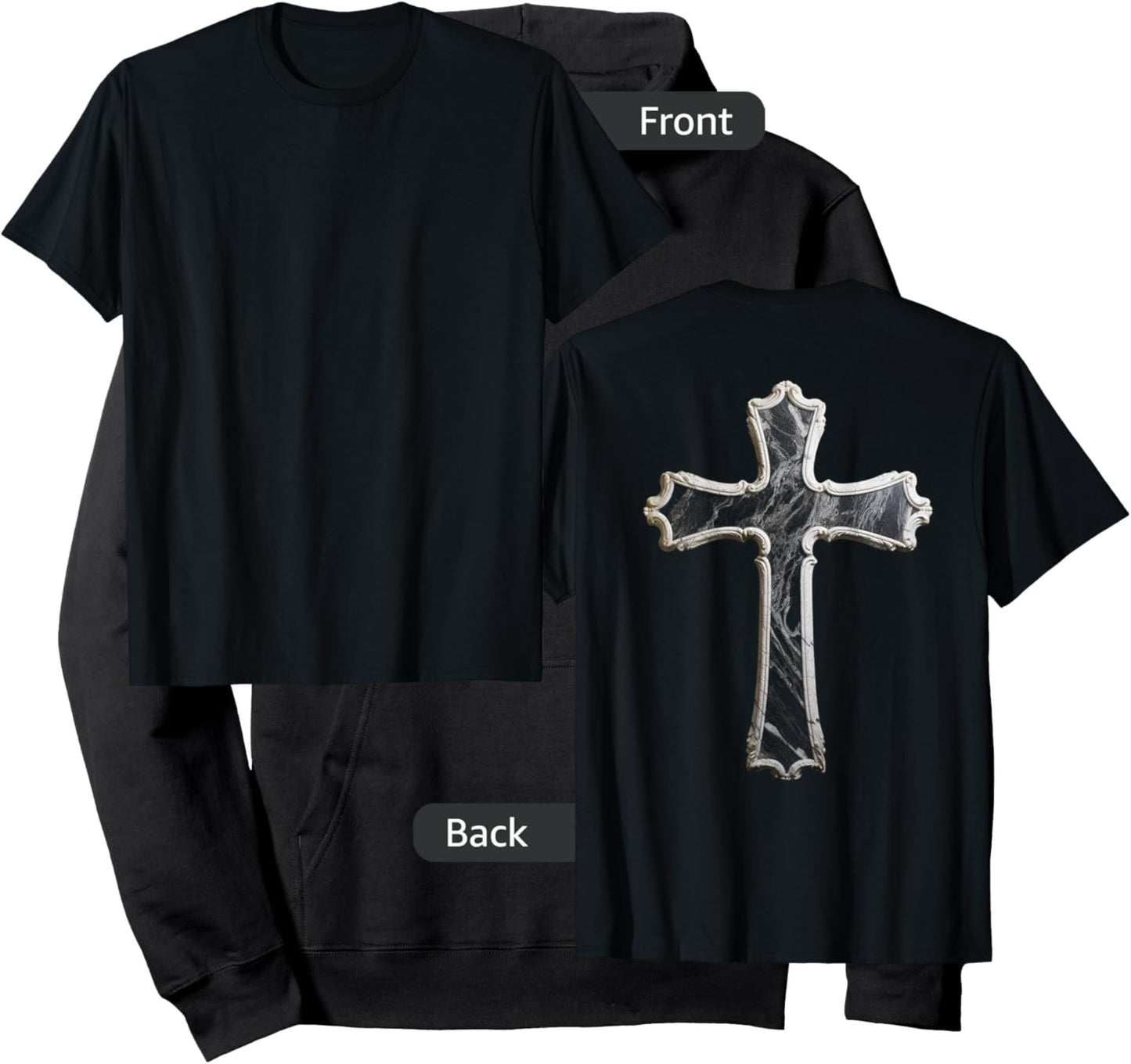 Large Crucifix Cross on Back Christian Hoodie - Hoodie | Black