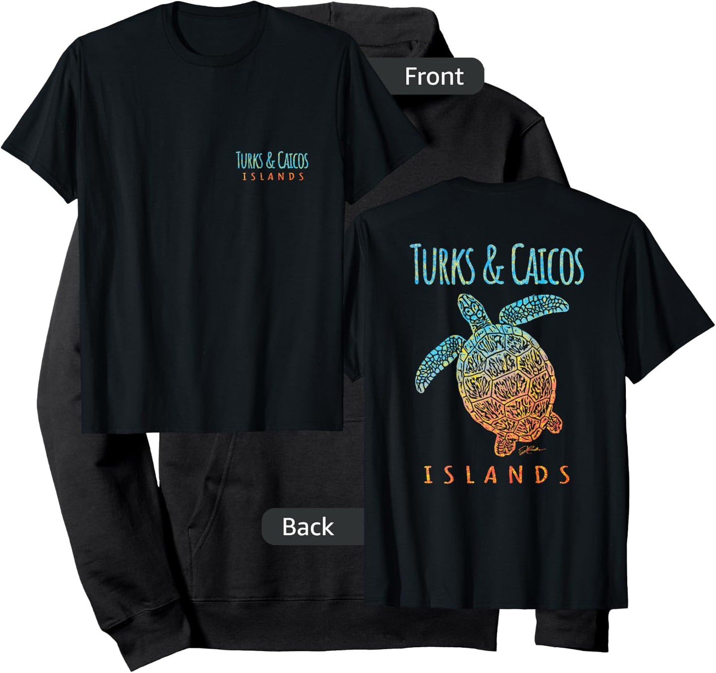 JCombs: Turks & Caicos Islands Sea Turtle (Two-Sided) Hoodie - Hoodie | Black