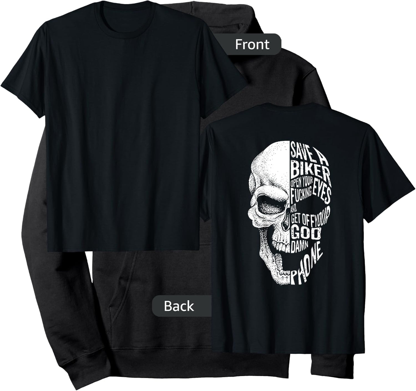 Save a biker open your fucking eyes skull (on back) Hoodie - Hoodie | Black
