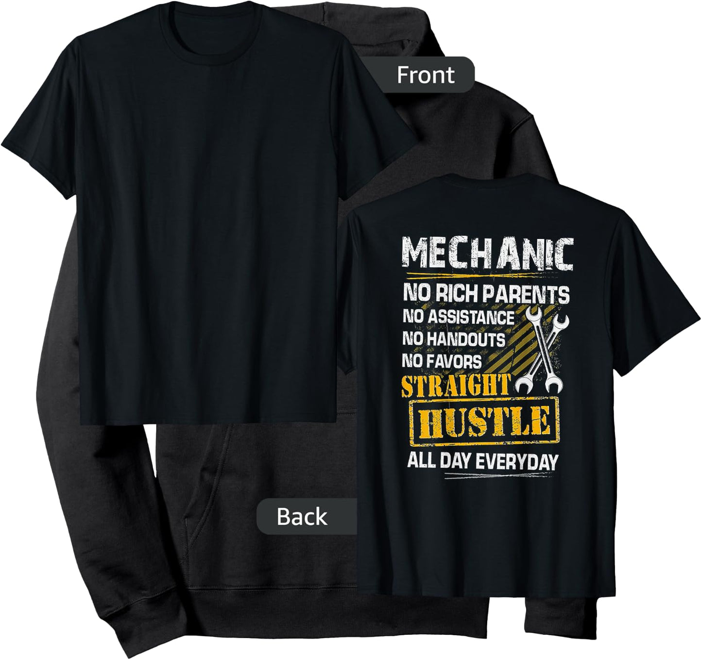 Mechanic No Rich Parents No Assistance No Handouts (on back) Hoodie - Hoodie | Black