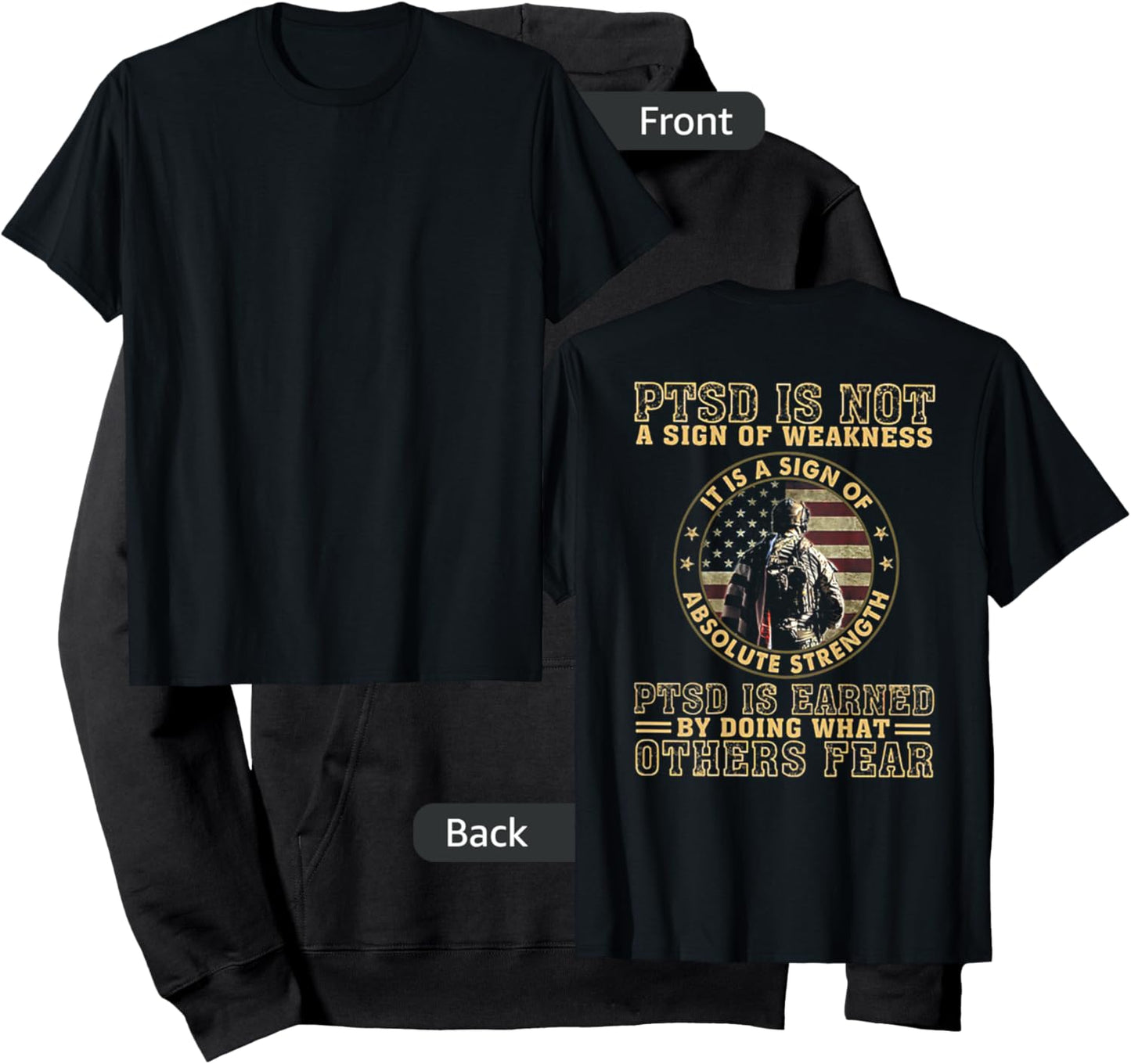 PTSD is Not A Sign of Weakness (on Back) Hoodie - Hoodie | Black