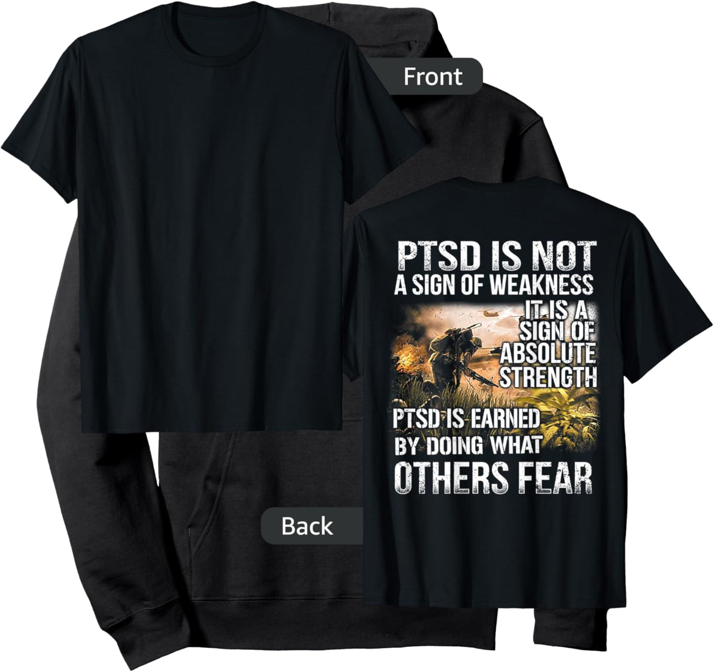 PTSD is not a sign of weakness Vietnam Veterans (on back) Hoodie - Hoodie | Black