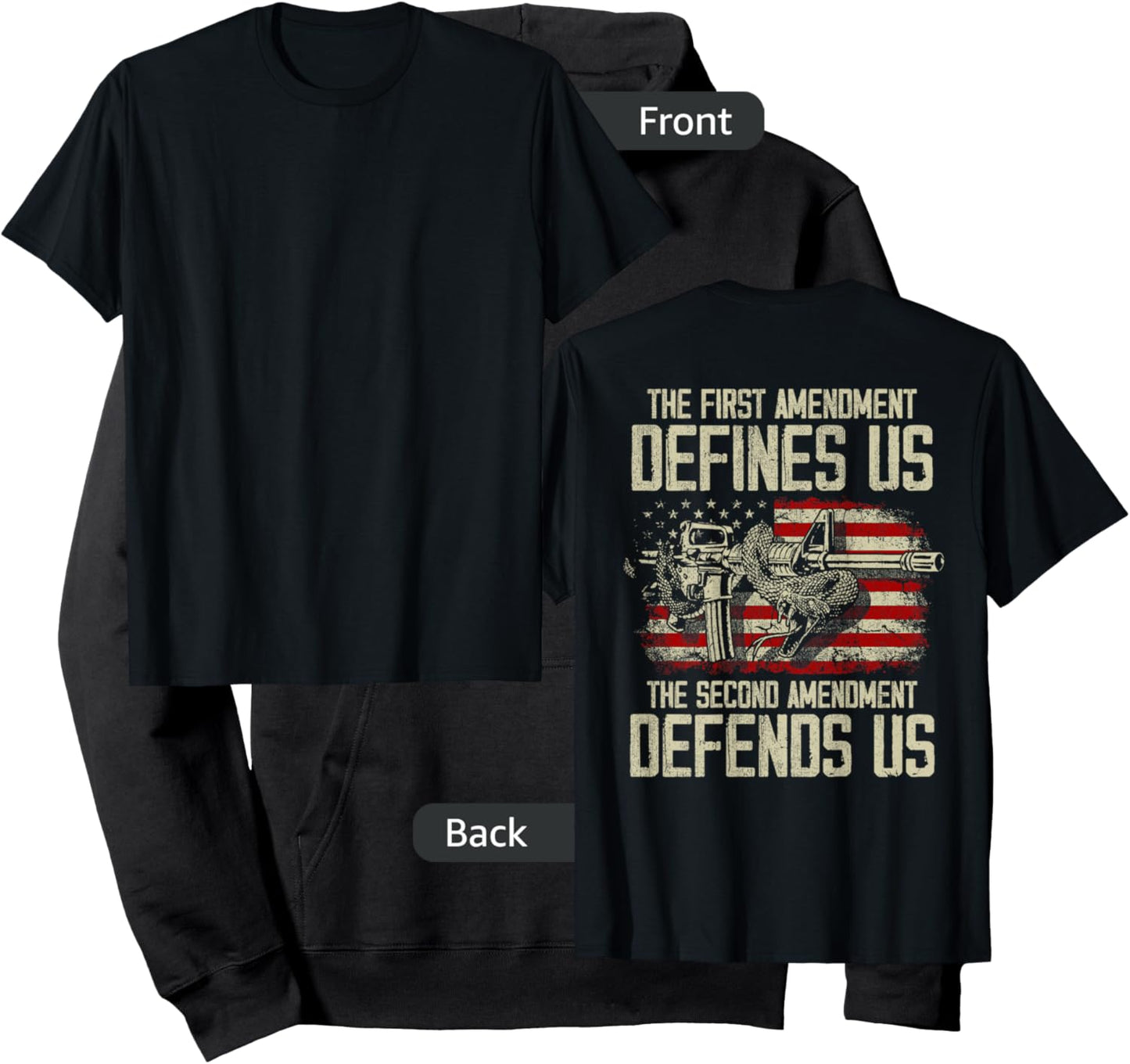 The First Amendment defines us American Flag (On Back) Hoodie - Hoodie | Black