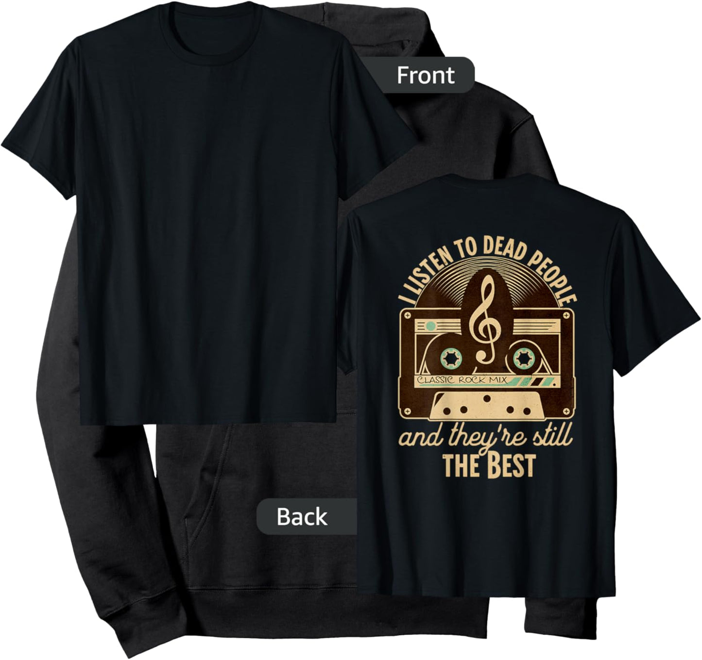 ON BACK Classic Rock Music 60s 70s I Listen to Dead People Hoodie - Hoodie | Black
