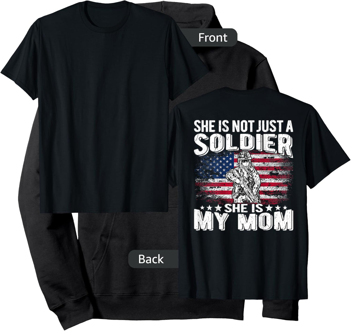My Mom Is A Soldier - Patriotic Proud Military Son Daughter Hoodie - Hoodie | Black