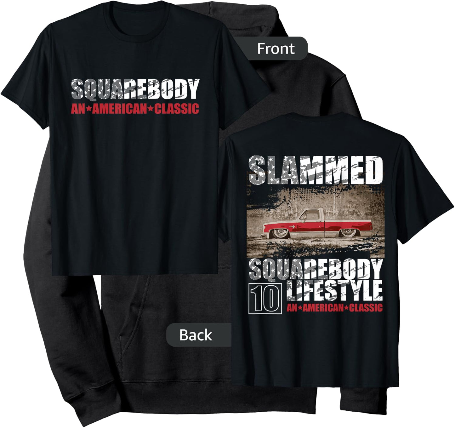 Squarebody C10 SLAMMED, Square body Lifestyle, C10 Truck Hoodie - Hoodie | Black