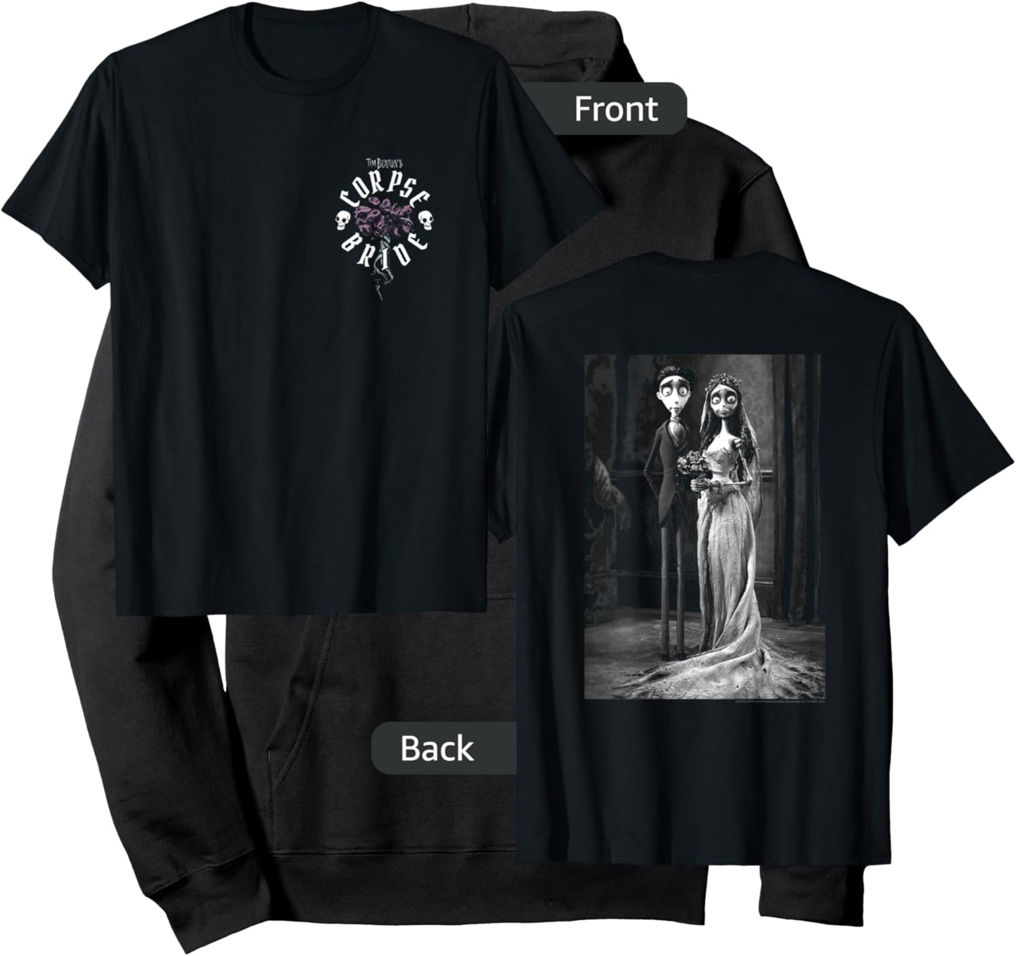 Corpse Bride Front and Back Victor Emily Marriage Movie Hoodie - Hoodie | Black