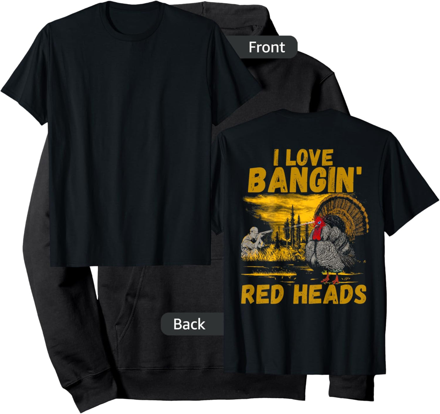 Red Heads Adult Humor Funny Turkey Hunting Hoodie - Hoodie | Black