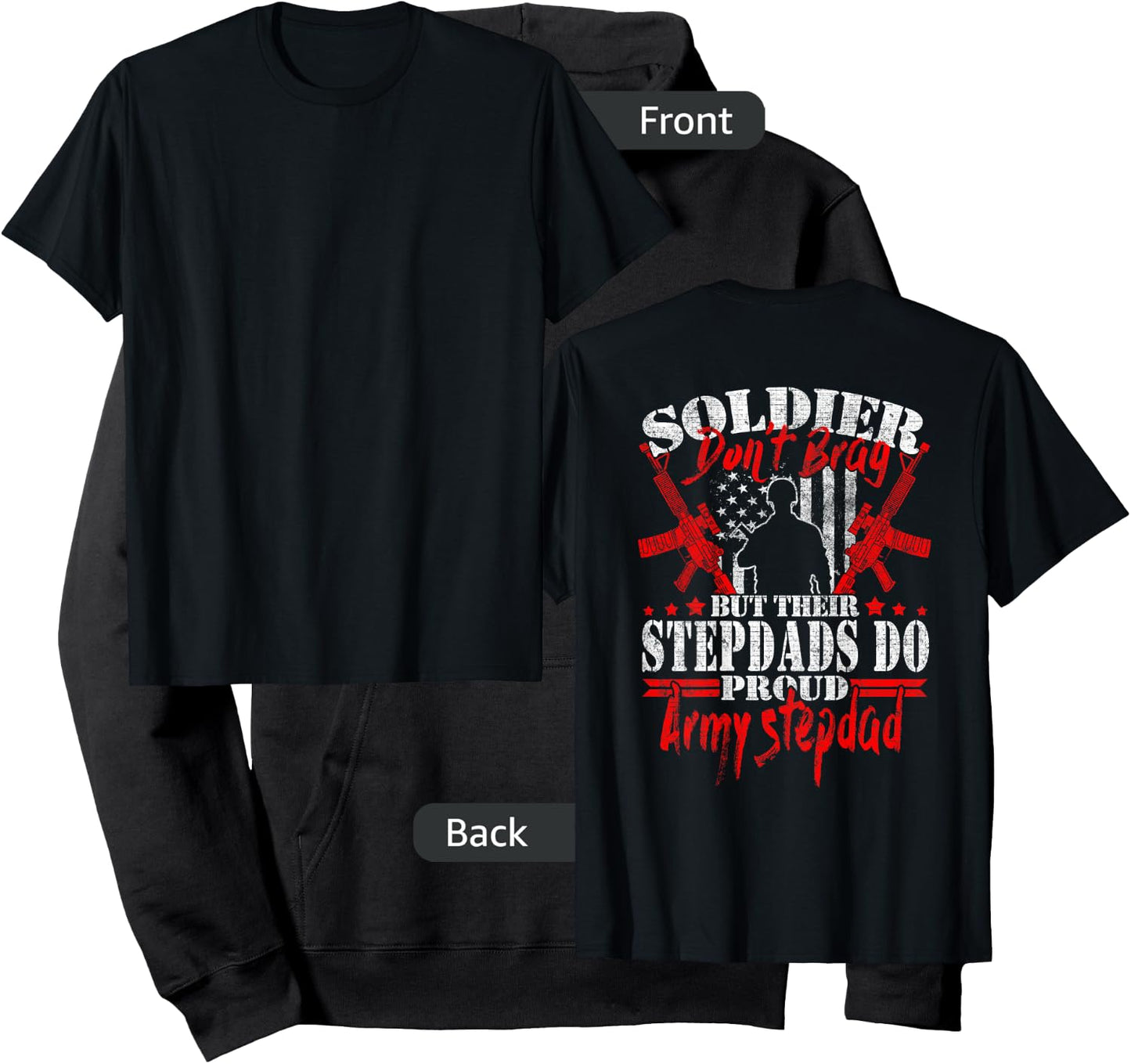 Soldiers Don't Brag - Proud Army Stepdad Military Stepfather Hoodie - Hoodie | Black