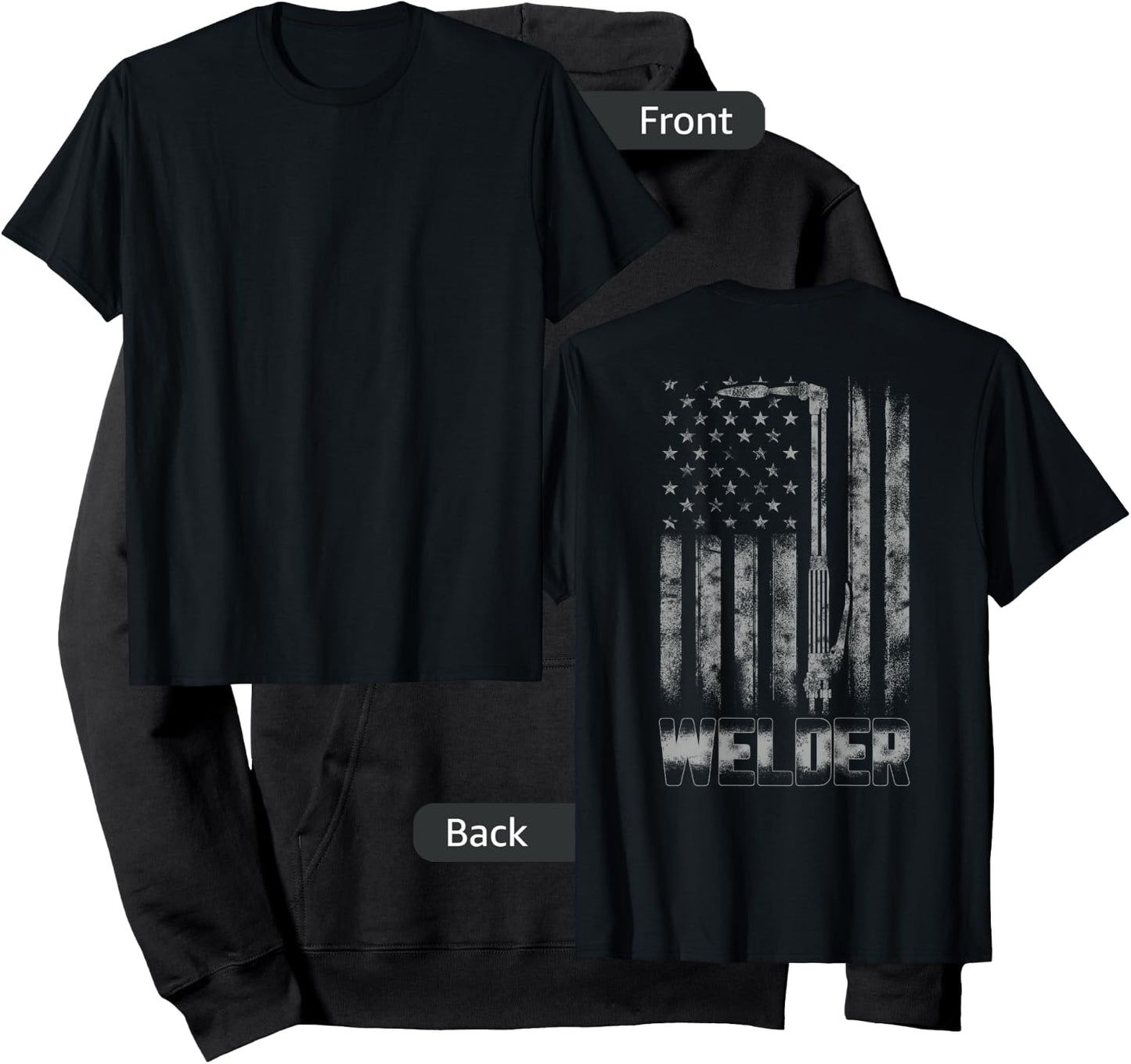 Distressed Welder American flag shirt USA Patriotic Welder Hoodie - Hoodie | Black