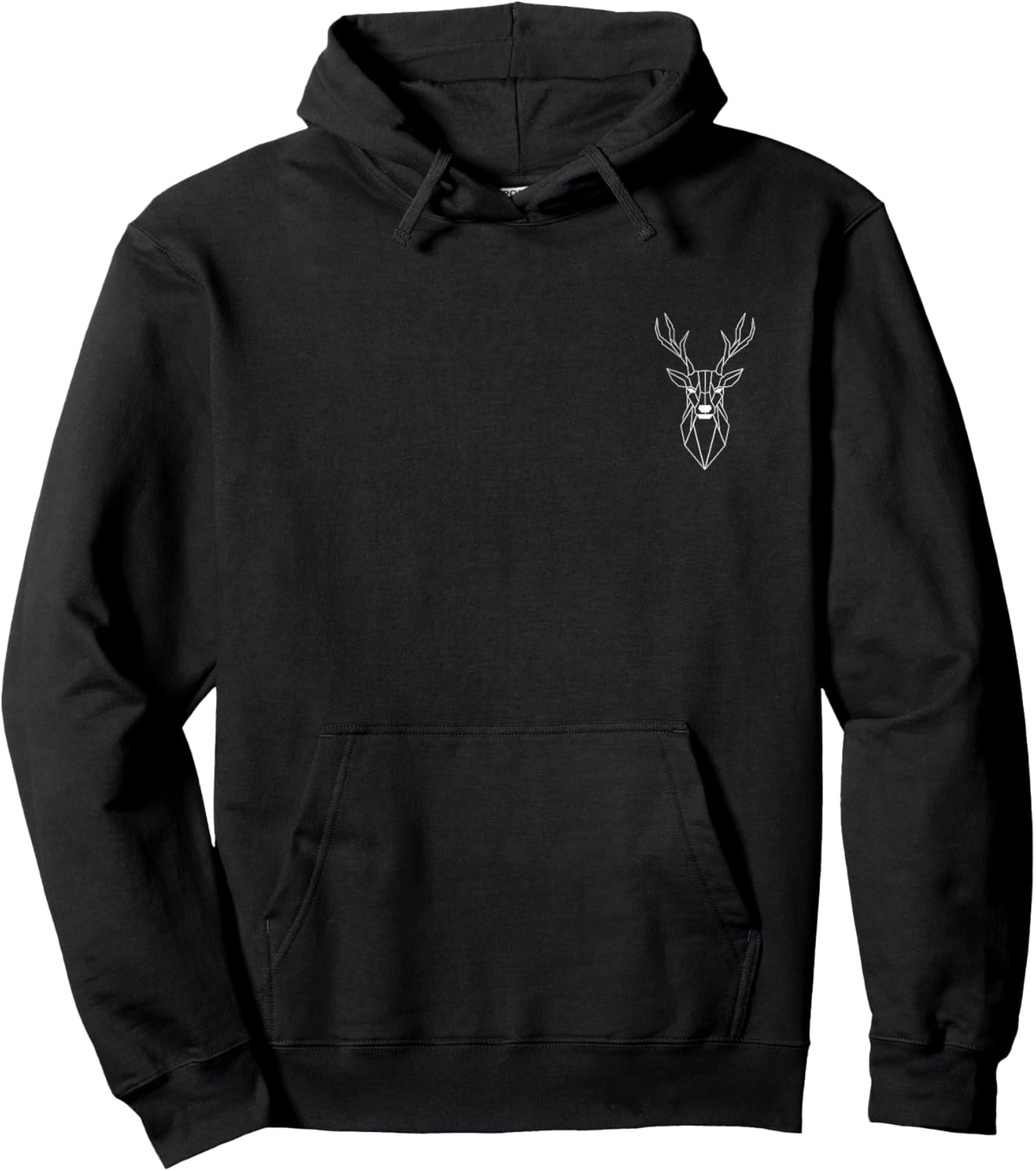 Deer polygon breast pocket print hunter antlers deer buck Hoodie - Hoodie | Black