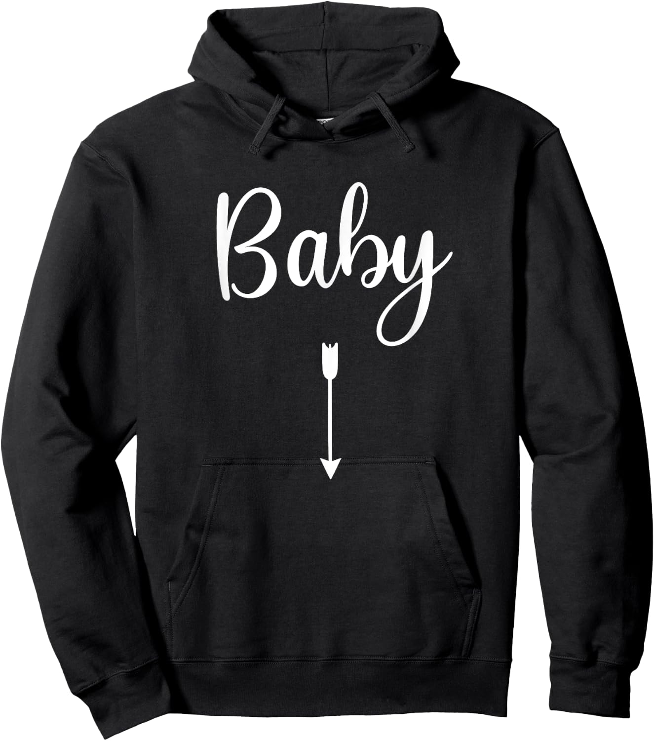 Baby with Arrow Pointing Down to Belly Matching Pregnancy Hoodie - Hoodie | Black