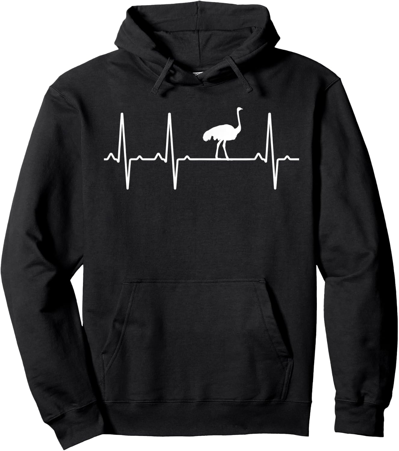 Ostrich Heartbeat Gift Women Flightless bird Lover Hoodie - Hoodie | Black