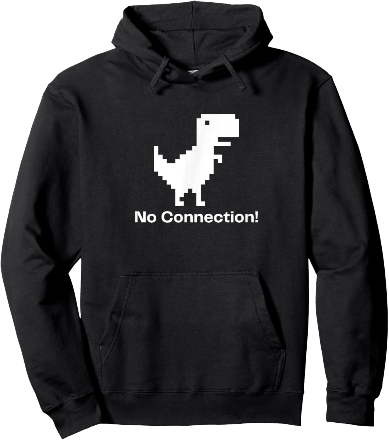 8-bit No Connection Dinosaur No Internet Connection Hoodie - Hoodie | Black
