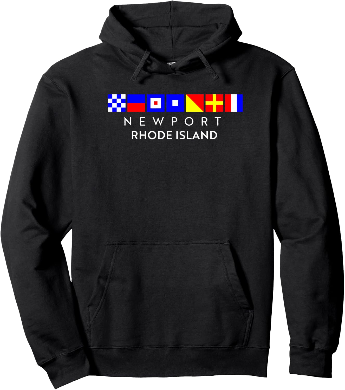 Nautical Flag Alphabet Gift - Newport Rhode Island Hoodie - Hoodie | Black