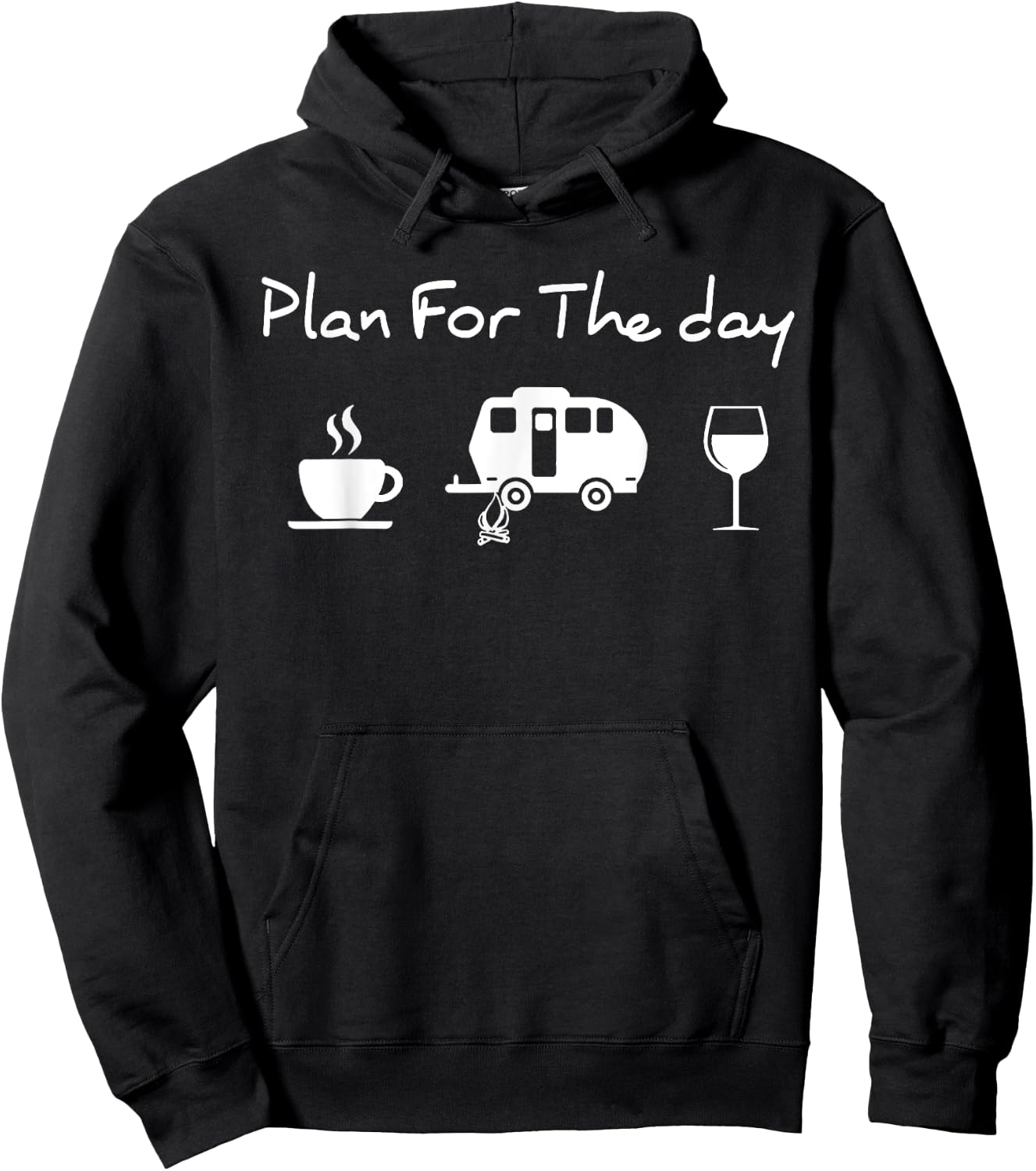 Plan For The Day Coffee Camping Wine Hoodie - Hoodie | Black
