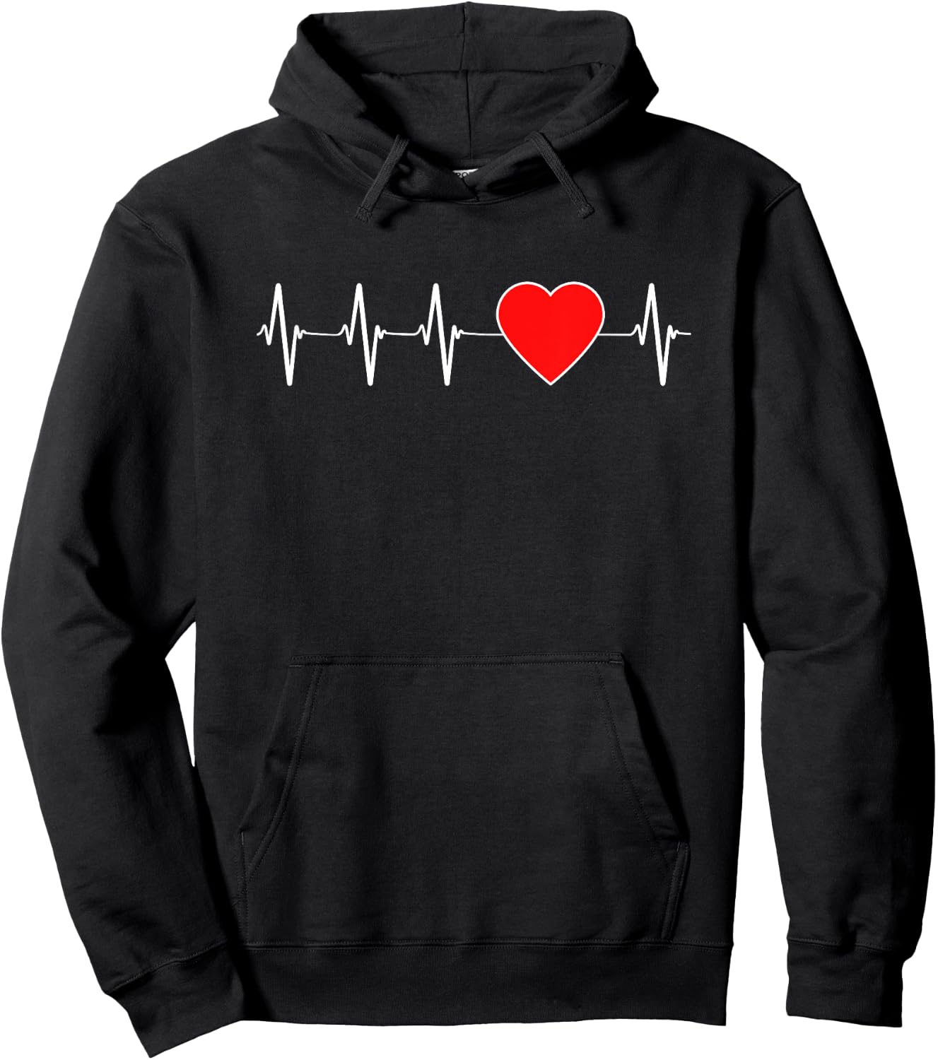 Heart Health Heartbeat EKG Red Heart Disease Awareness Month Hoodie - Hoodie | Black