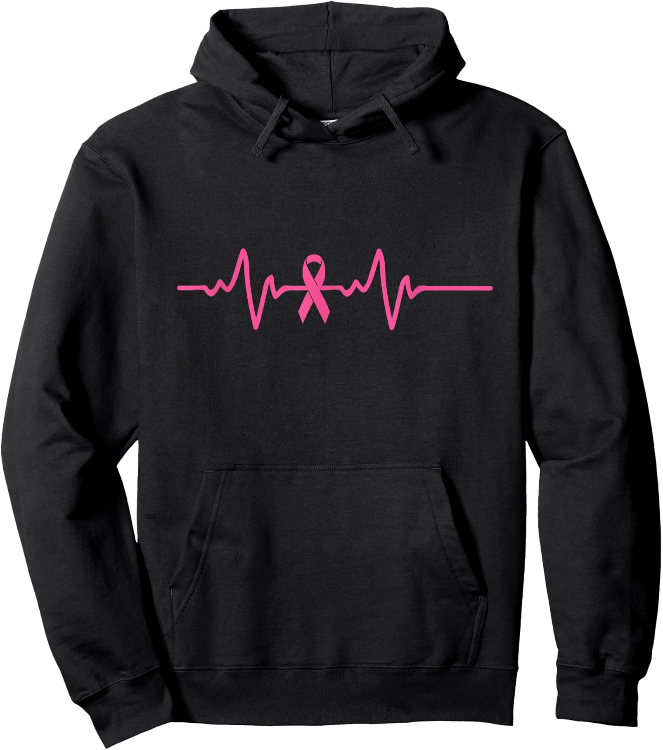 Breast Cancer Awareness Heartbeat Pink Ribbon Gifts Hoodie - Hoodie | Black