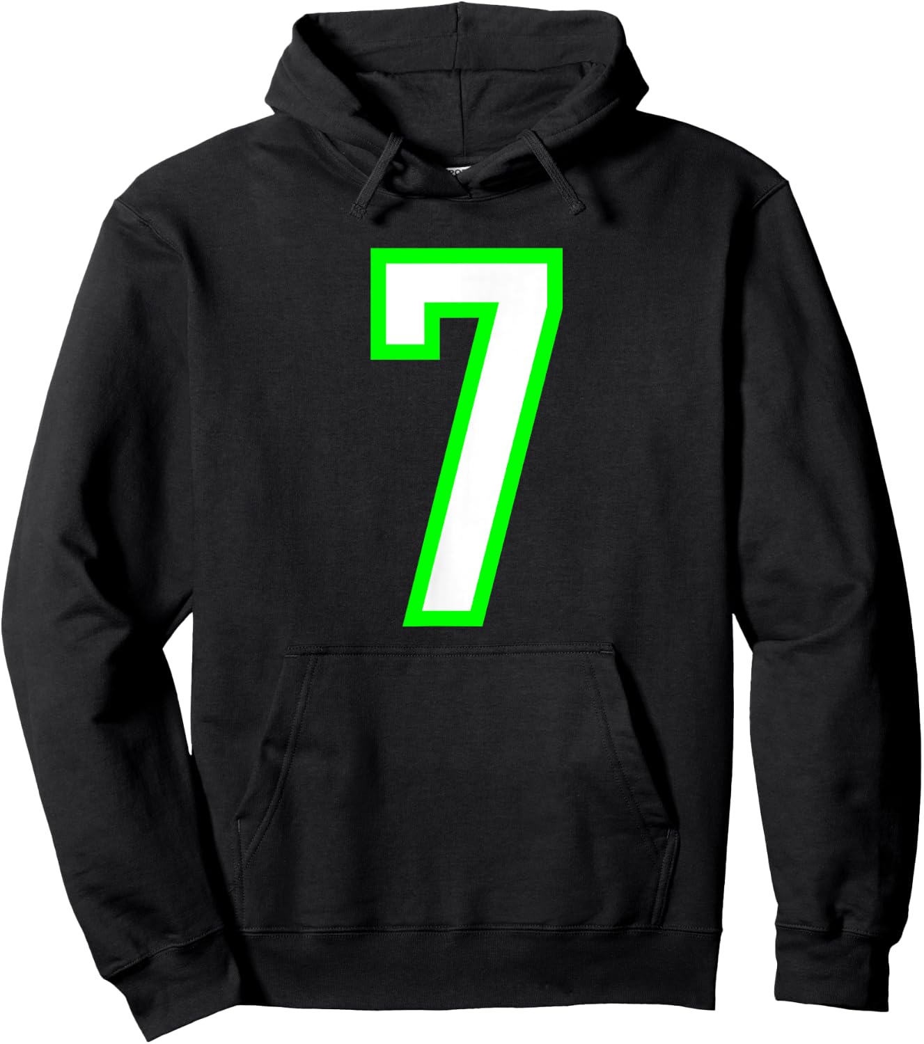 Sports Team Number #7 White Lime Number 7 Hoodie - Hoodie | Black