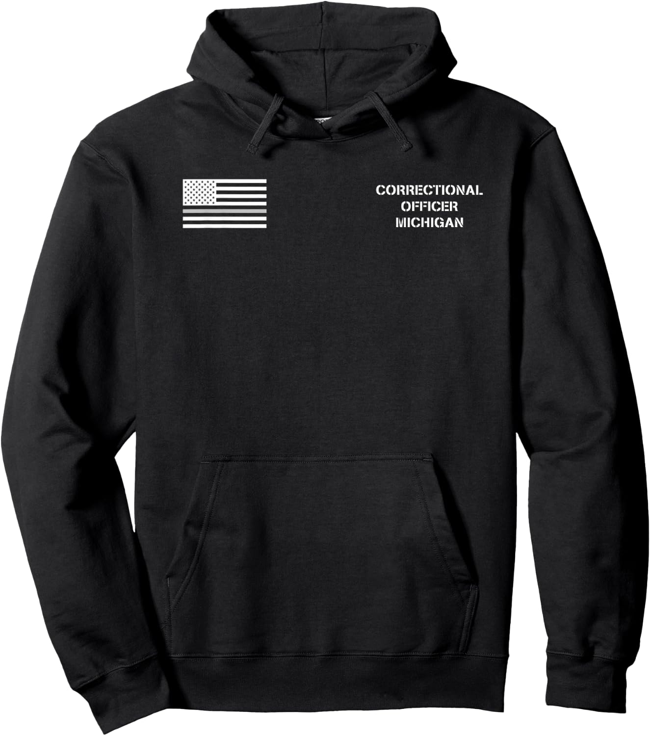 Michigan Correctional Officer Thin Gray Line Flag Hoodie - Hoodie | Black