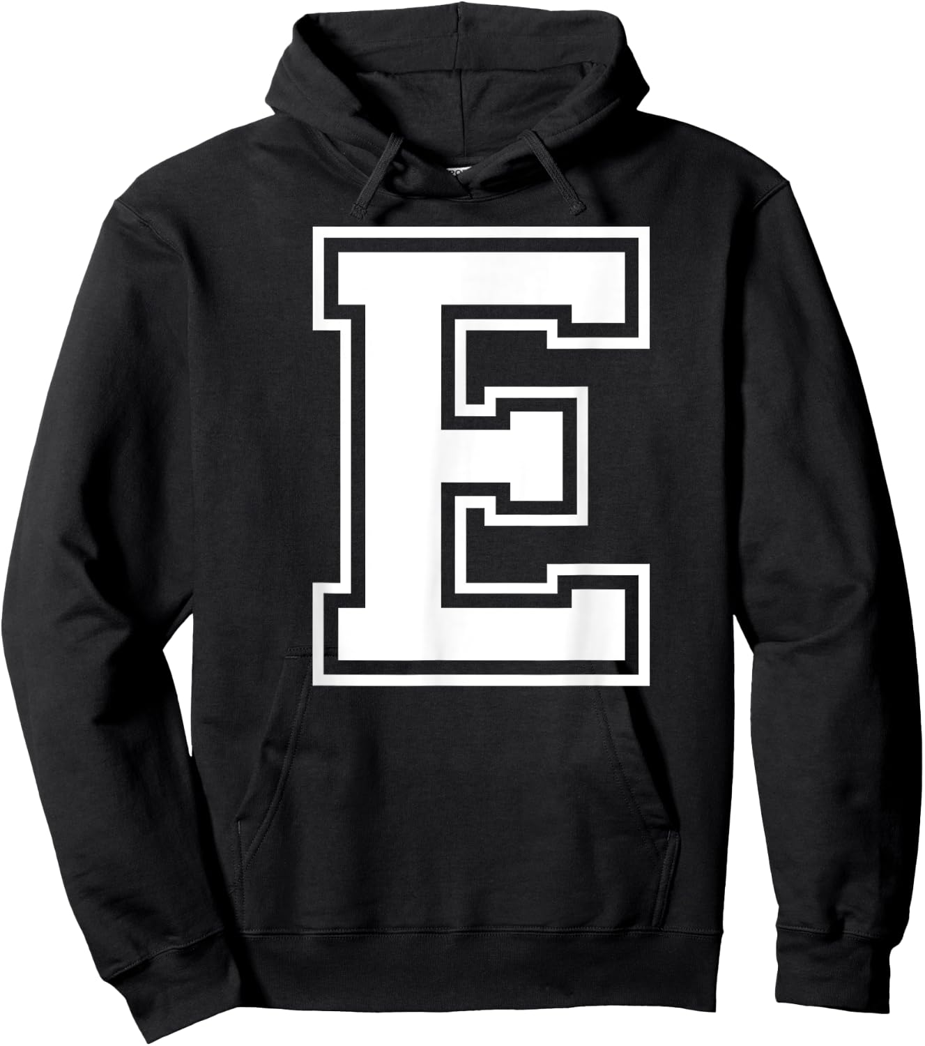 Letter E Capital Alphabet College Varsity Monogram Club Hoodie - Hoodie | Black