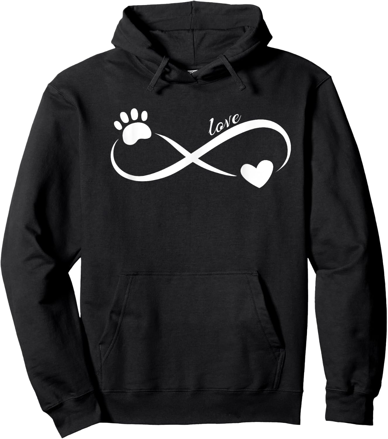 Paw and Heart Infinity love symbol ~Cute pet lover design Hoodie - Hoodie | Black