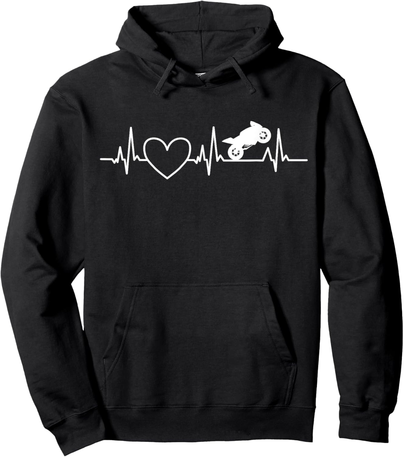 Motorcycle Heartbeat Design Women Funny Biker Riding Hoodie - Hoodie | Black