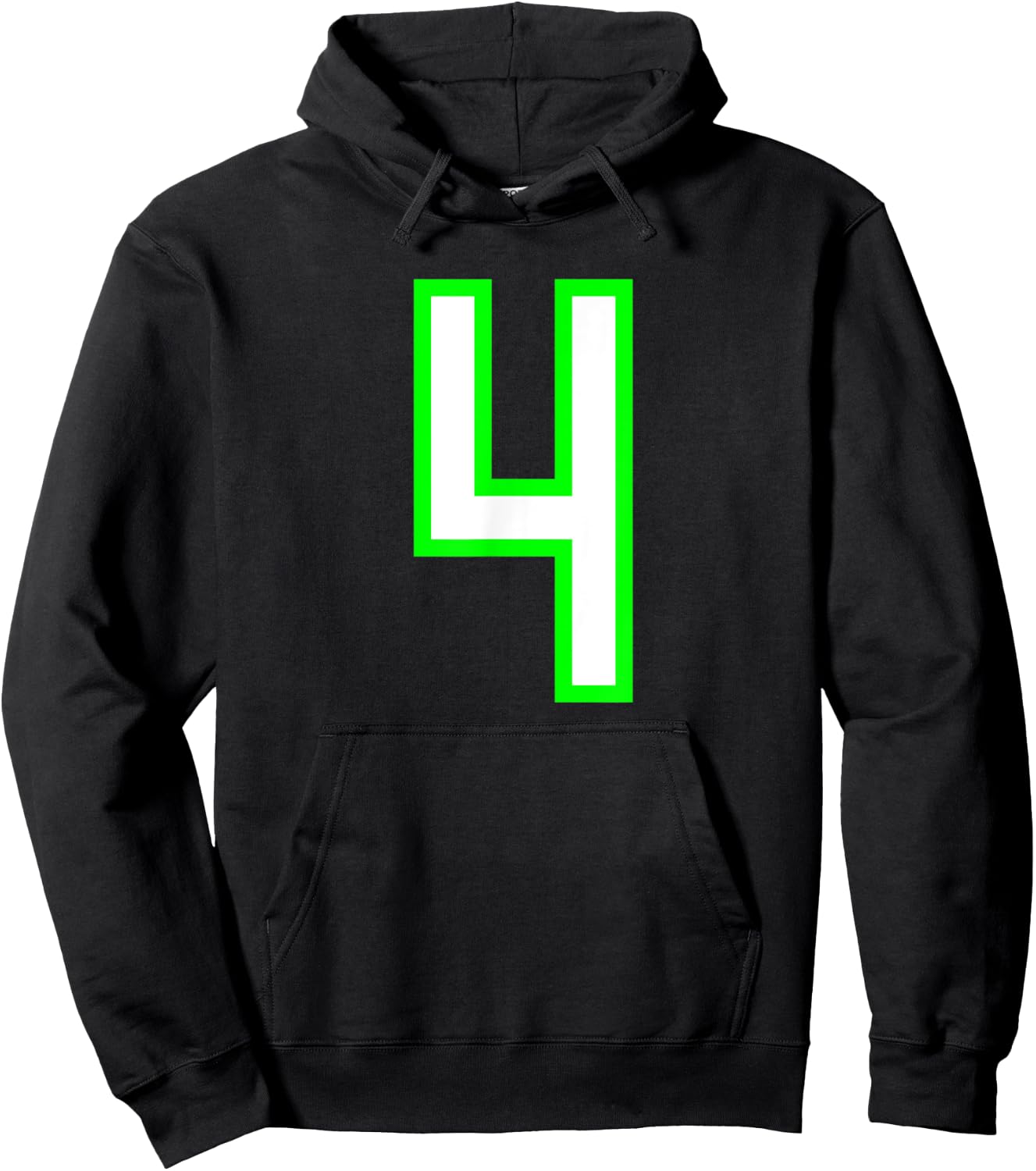 Sports Team Jersey #4 White Lime Jersey Number 4 Hoodie - Hoodie | Black