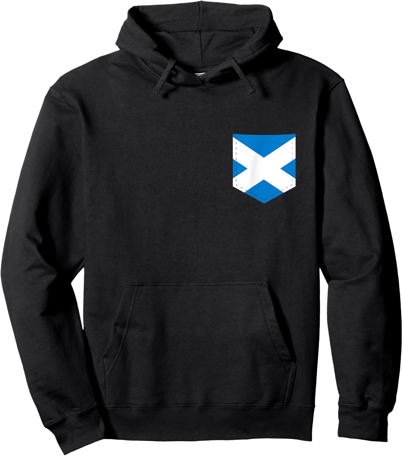 Scotland Flag with Printed Scot Flag Pocket Hoodie - Hoodie | Black