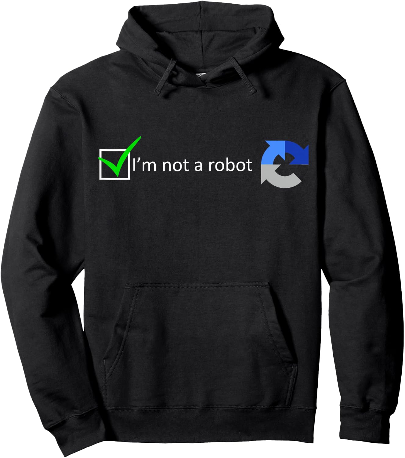 MathWare -Adults Black - Funny Nerdy I'm not a Robot test - Short Sleeve - Modern Classic - Robot Theme - Gaming, Coding - Letter Print - Embroidery - Size: Small Hoodie - Hoodie | Black