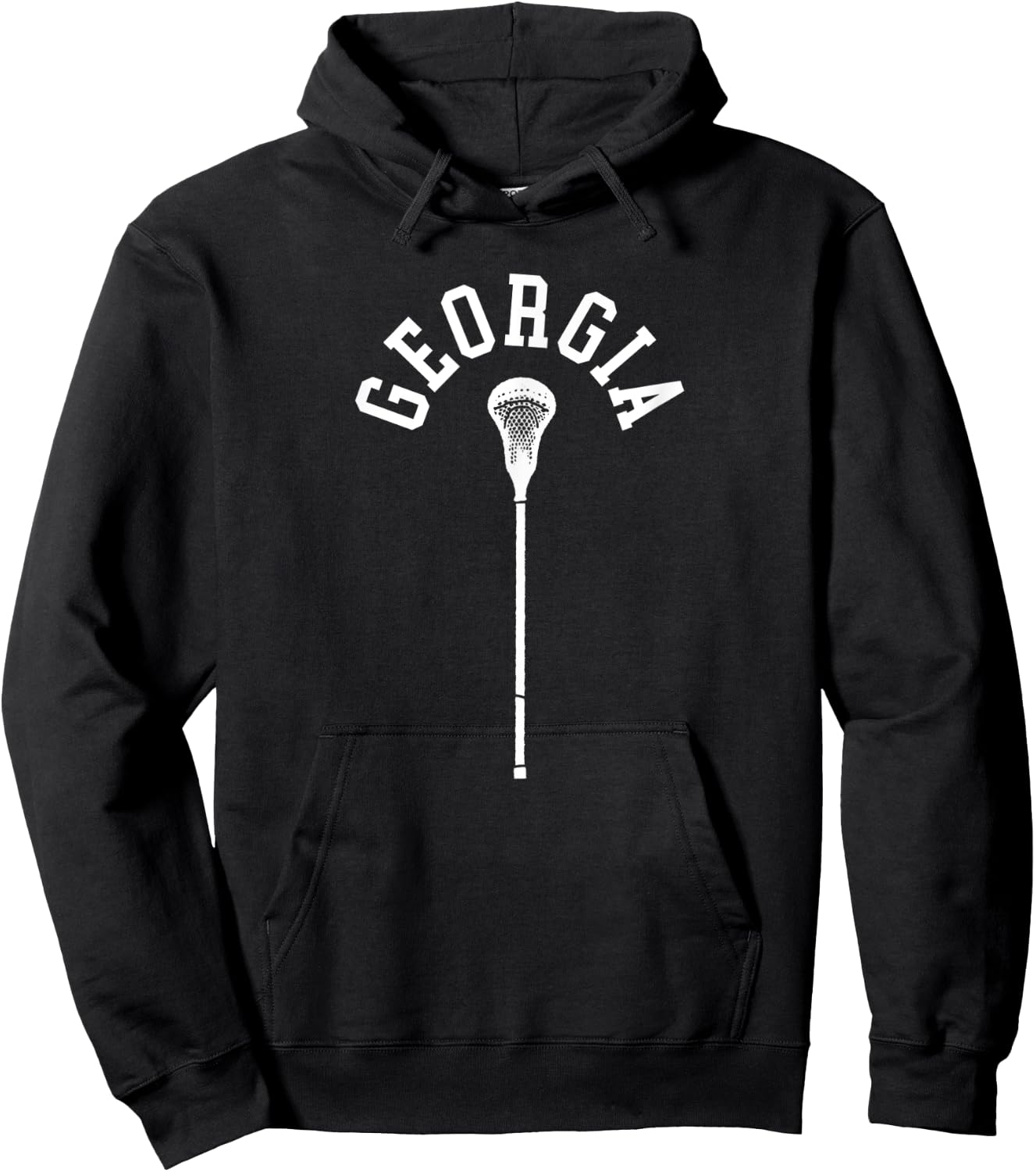 Georgia Minimalist Vertical Lacrosse Stick Retro Lax Hoodie - Hoodie | Black